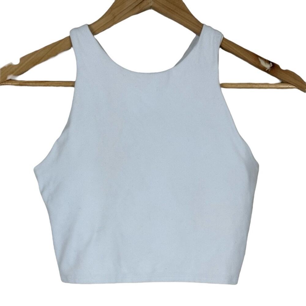 Athleta Conscious Crop Top Womens XS White Powervita Fair Trade Activewear